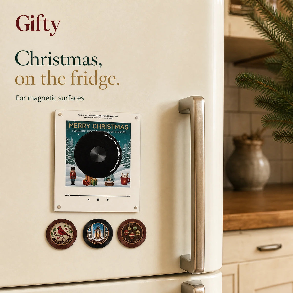 Gifty Christmas Record Light - magnetic fridge