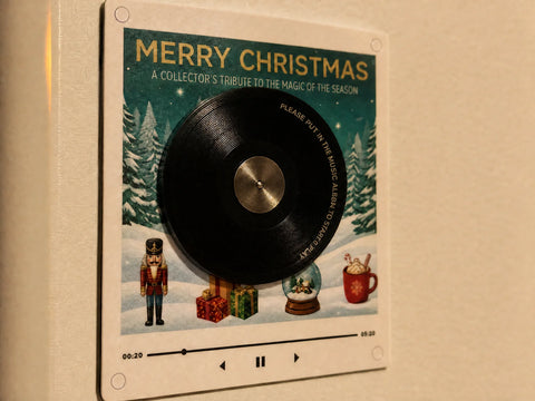 Close-up of the warm backlight around the Snowfall Christmas Record Light