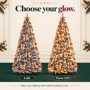 Bronze Snowfall unlit and warm LED options shown side by side