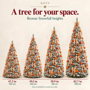 Bronze Snowfall height options: 47.2 in / 120 cm, 59.1 in / 150 cm, 70.9 in / 180 cm and 82.7 in / 210 cm. Size availability varies by style.